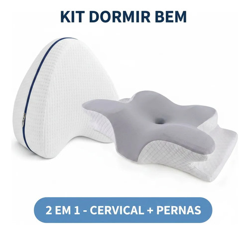Kit Travesseiro Cervical + Almofada Ortopédica para Pernas